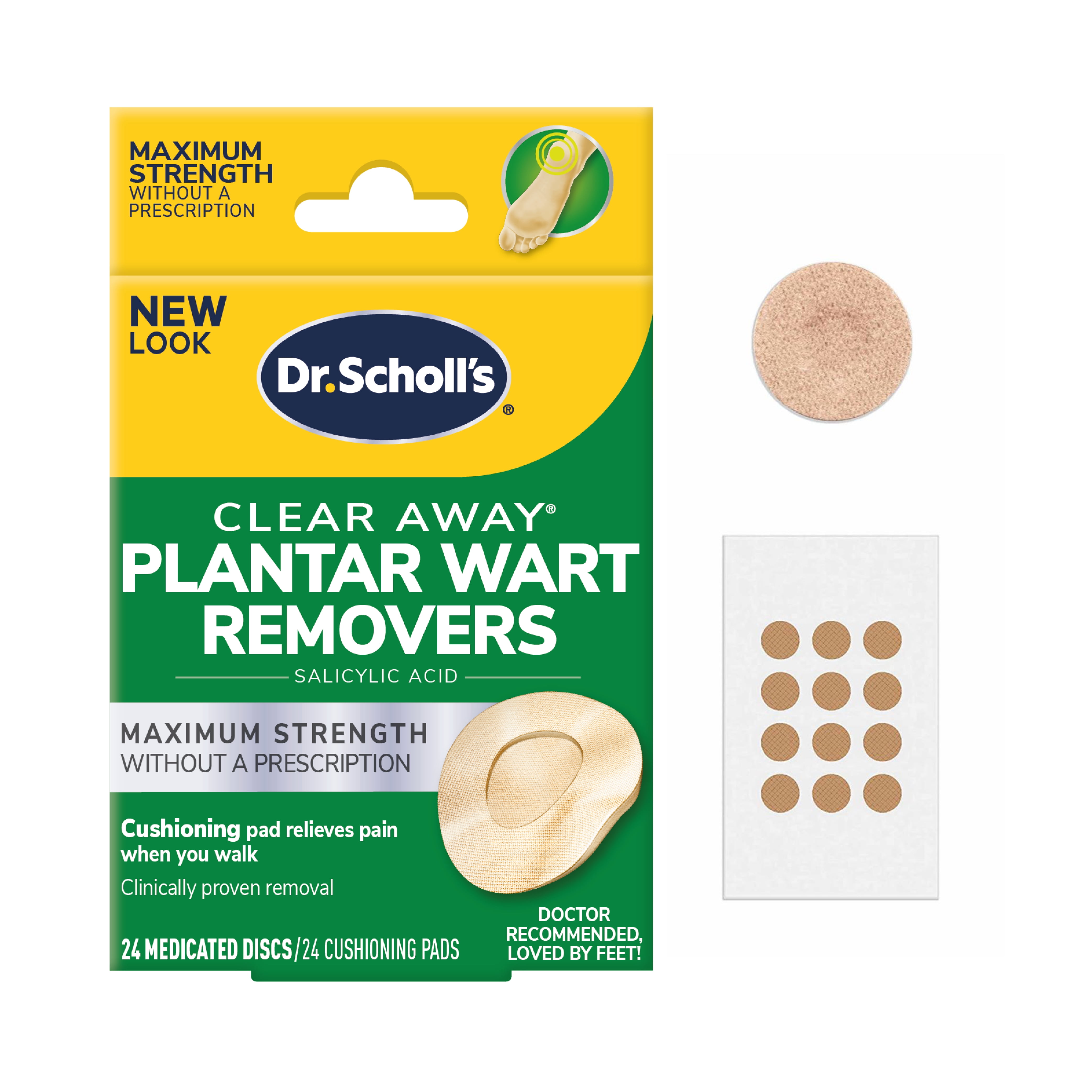 Dr. Scholl's Clear Away Plantar Wart Remover (24 Discs/24 Cushions), 24