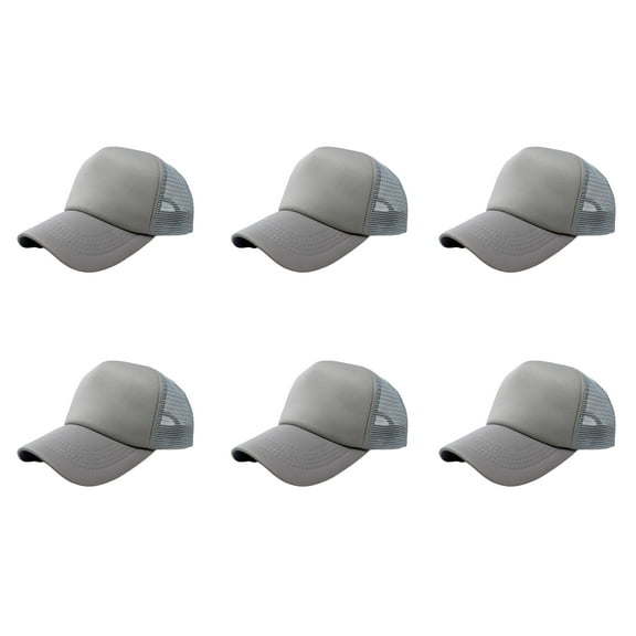 6 Pack Mesh Trucker Hats Breathable and Lightweight for Everyday Wear (Grey)
