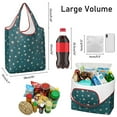 thumbnail image 3 of 5 Pack Foldable Shopping Bag,Teal Christmas Star Pattern Reusable Grocery Bags with Pockets,Large Reusable Tote Bags with Handles Waterproof & Lightweight, 3 of 6