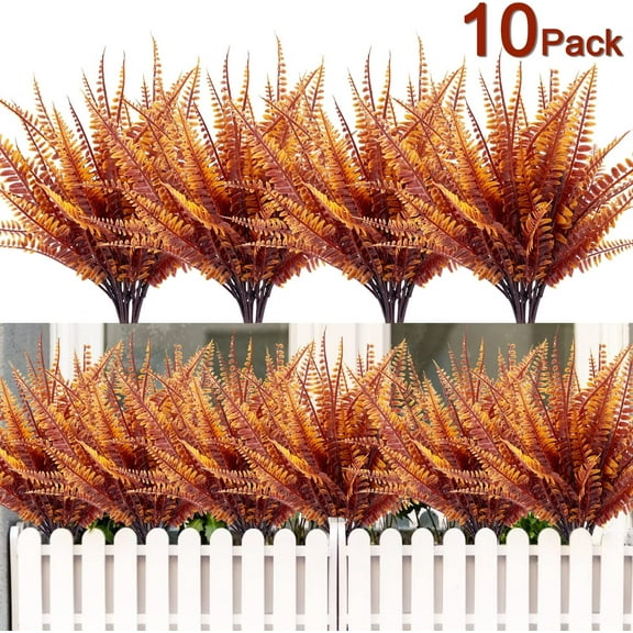Sinhoon 10PCS Artificial Fall Flowers Outdoor UV Resistant Plants Decor, 10 Branches Faux Plastic Corn-Flower Greenery Shrubs Plants Indoor Outside Hanging Planter Kitchen Home Office Garden Decor
