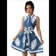 thumbnail image 3 of Vestido Midi de Verano 2025 para Mujer, con Estampado Floral Bohemio, Sin Mangas, con Cinturón, Holgado, con Botones y Aberturas Laterales. Azul XXL, 3 of 9