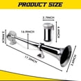 thumbnail image 3 of 12V 150DB Car Air Horns, 18 Inches Chrome Zinc Single Trumpet Truck Air Horn with Compressor for Any 12V Vehicles Trucks Lorrys Trains Boats Cars (SILVER), 3 of 15