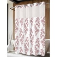 thumbnail image 2 of No Hook Shower Curtain with Snap-in Liner, Red Botanical Waterproof Fabric Bathroom Curtains, Pastoral Elegant Spring Floral Bath Curtains & Mesh Top Window 72"x84" Long, 2 of 9