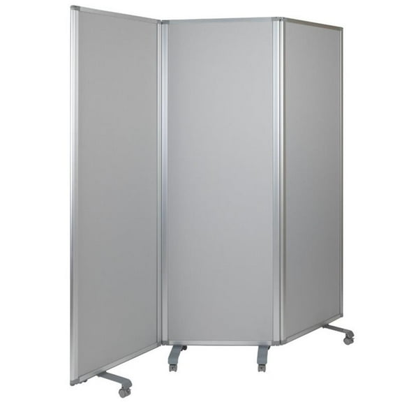 Pemberly Row 3 Panel 72" x 24" Mobile Magnetic Whiteboard Cloth Partition