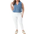 thumbnail image 2 of Agnes Orinda Women's Plus Size Cropped Denim Vest Button Down V Neck Sleeveless Casual Jean Waistcoat Jackets 4X Light Blue, 2 of 6