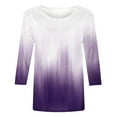 thumbnail image 2 of ylioge 3/4 Length Sleeve Tops for Women, Womens Plus Size Shirts Y2k Ombre Tie Dye Crewneck Casual Loose Pullover Blouses Tops Spring Saving Clearance, 2 of 3