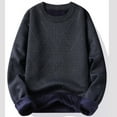 thumbnail image 5 of Wrtxtat Men's Crewneck Sweater Casual Solid Color Loose Fit Pullover Midweight Fleece Lined Warm Sweater Long Sleeve Argyle Tops Dark Gray M, 5 of 5