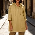 thumbnail image 5 of Hoodies for Women Fall Solid Color Long Sleeved Loose Sweatshirt with Pockets Buttons Drawstring Casual Lounge Work Pullover Sweatshirt, 5 of 10