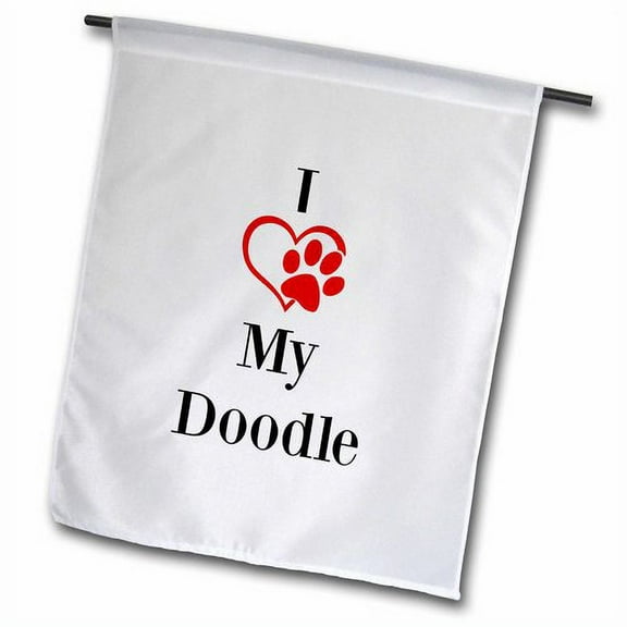 3dRose, I love my Doodle, 12 x 18 inch Garden Flag