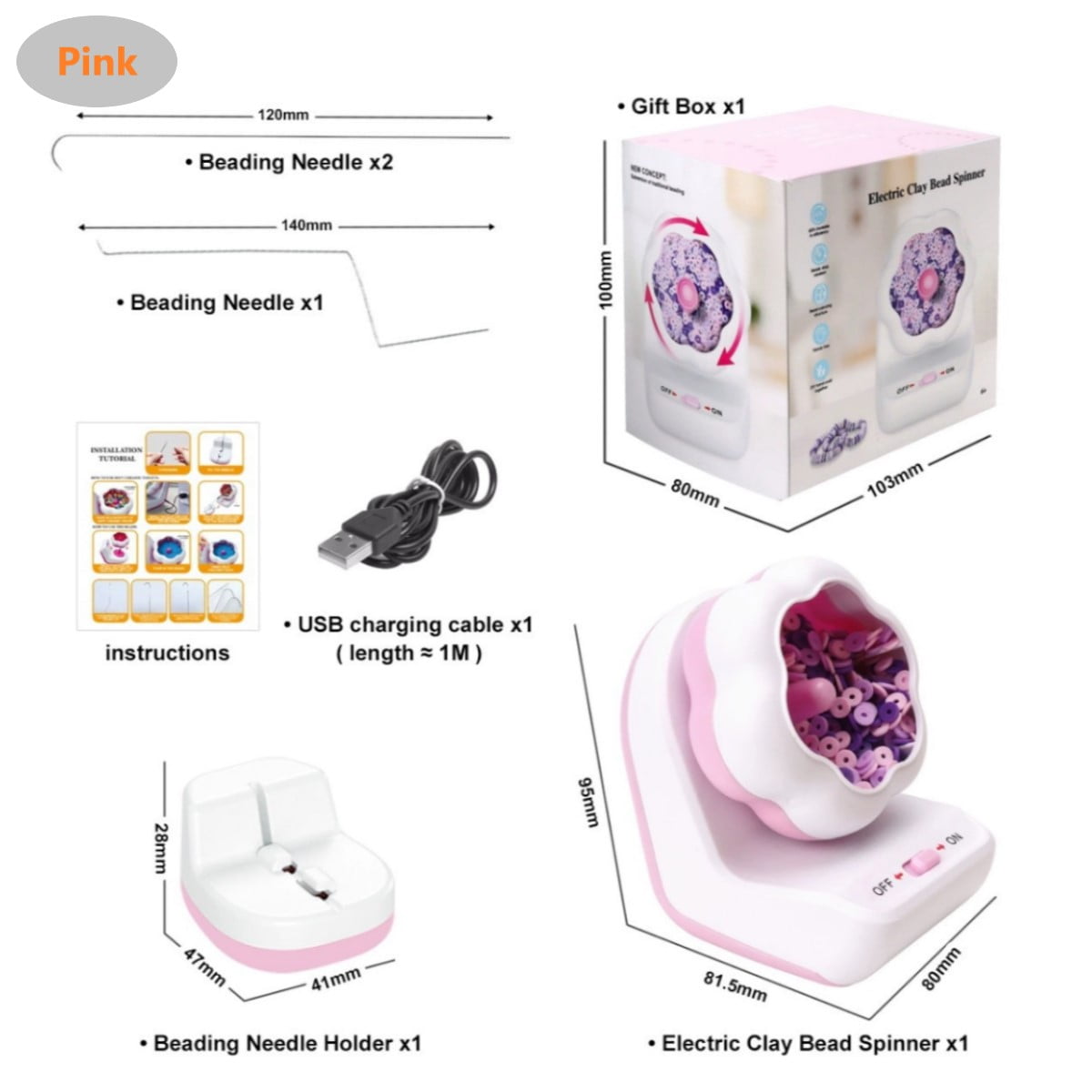Radetop Electric Clay Bead Spinner for Jewelry Making with Needle and Thread, Bead Spinner for Making Bracelets and Necklaces