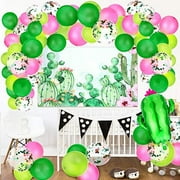 72 Pieces Cactus Party Decorations Set, Includes Floral Cactus Backdrop and Foil Balloon Confetti Balloons for Garland Summer Fiesta Jungle Baby Shower Wedding Office Birthday Party Supplies