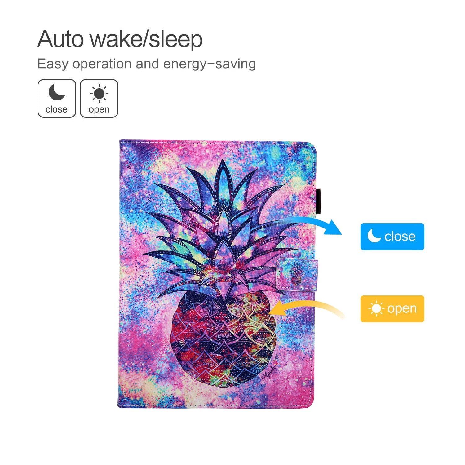 iPad 10.2 Case for iPad 8th 7th Gen 2020 2019, Allytech PU Leather Slim Fit Protection Smart Cover Auto Sleep Wake Pencil Holder Muilt Angle Stand Folio Flip Cover for Apple iPad 10.2",Pineapple