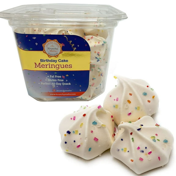 1 Pk Birthday Cake Flavor Meringues Cookies Gluten Fat Free 90 Calories Snacks