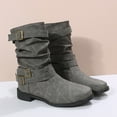 thumbnail image 6 of Women's Mid-Calf Boots Winter Fashion Leather Buckle Comfortable On Footwear for Everyday Wear, 6 of 9