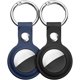 thumbnail image 1 of Adecuado para AirTag, 2 piezas, funda para llavero de cuero AirTag, buscador de llaves portátil AirTag para mochilas y mascotas, funda para mini rastreador de cuerda AirTag (negro + azul)., 1 of 5