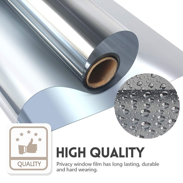 Bingirl 1/2 Meter One Way Mirror Window Film Vinyl Self-adhesive Reflective Solar Film Privacy Window Tint for Home Sliver Glass Sticker