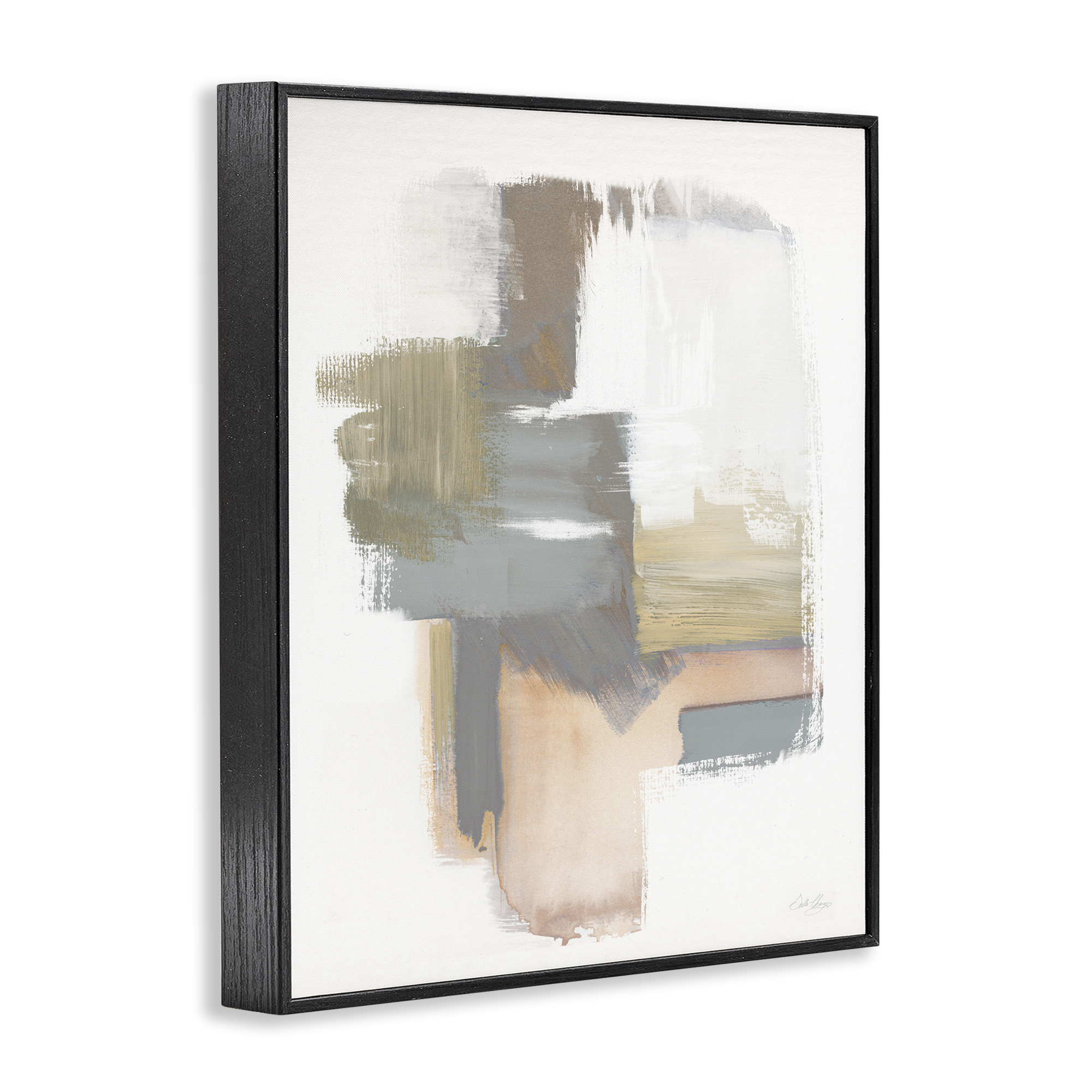 Stupell Industries Distorted Paint Strokes Abstract Painting Black Framed Art Print Wall Art, 16 x 20