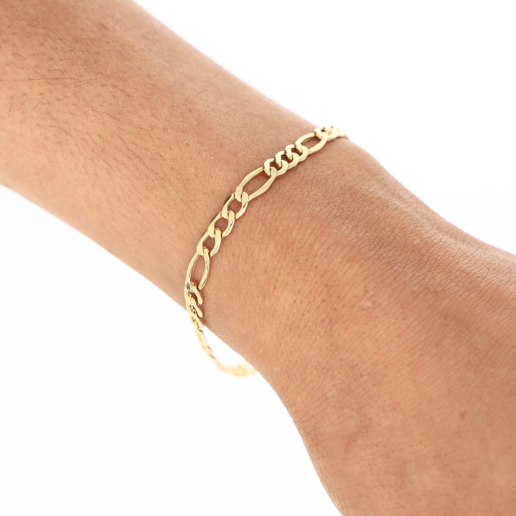 Nuragold 10k Real Yellow Gold Figaro Link 4.5mm Chain Bracelet (7"-9") Italian Jewelry for Men & Women