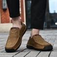 thumbnail image 4 of EKVAHL Men's Leather Casual Slip-On Loafers, Lightweight Non-Slip Hand-Stitched Moccasins for Walking and Outdoor Use Brown, 4 of 5