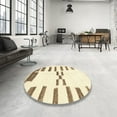 thumbnail image 3 of Ahgly Company Indoor Round Abstract Brownish Green Oriental Area Rugs, 6' Round, 3 of 6