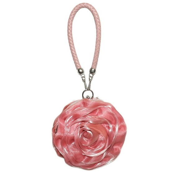 Chicastic Small Flower Shaped Wristlet Wedding Evening Flower Girl Clutch Purse - Rose Pink