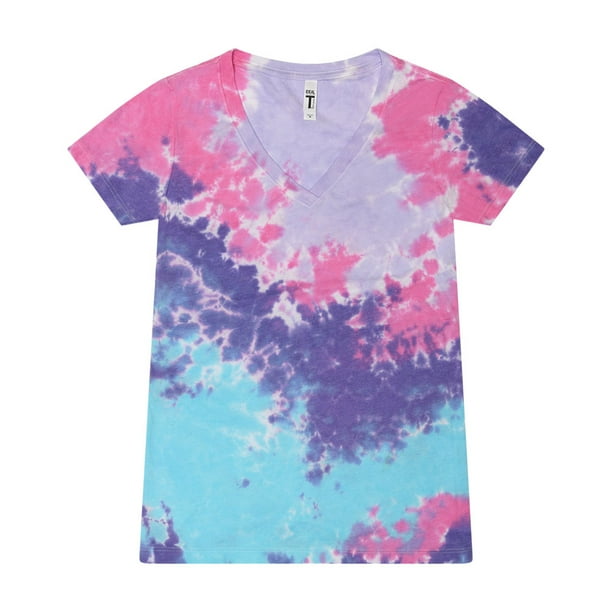 Colortone, Tie-Dye V-Neck T-Shirts, Multiple Colors, Cotton 60