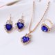 thumbnail image 1 of Nvzi Conjunto de joyas de diamantes de imitación con forma de gota de agua a la moda, collar con colgante de gota de agua retro,conjunto de joyas para madre, novia, boda, azul B, 1 of 4