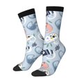 thumbnail image 1 of Balery Cute Chameleons On Blue Calcetas Largas con Estampado para Hombre y Mujer – Suaves y Transpirables, Talla Única (US 5-11), 1 of 6