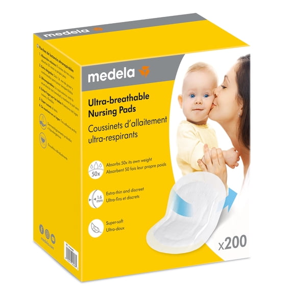 Almohadillas de lactancia Medela, ultrarrepirables y muy absorbentes, 200 unidades