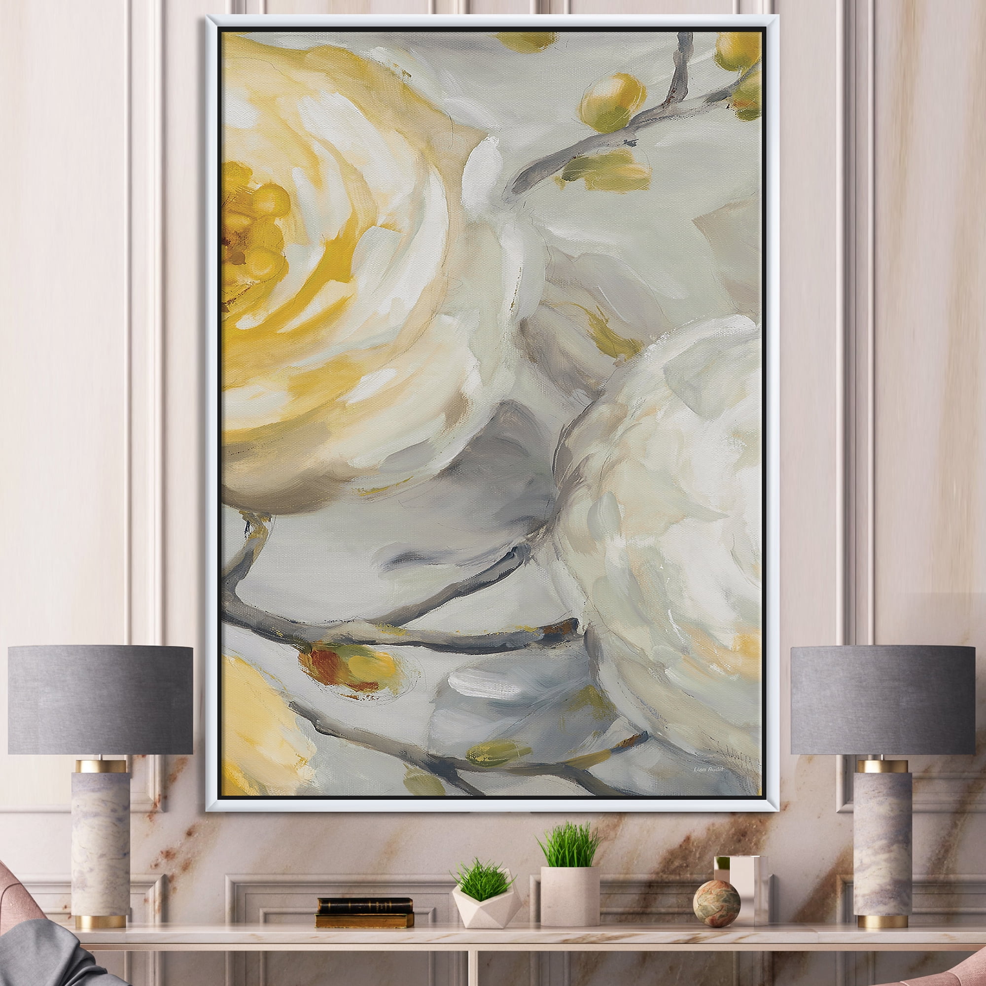 Designart ' Sunshine Yellow Flower II ' Floral Framed Canvas