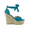 thumbnail image 3 of BLISSFUL STEP Sandales Espadrilles pour Femmes à Lacets avec Bride à la Cheville Sarcelle (Taille 8,5), 3 of 7