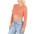 thumbnail image 6 of Socal Look Women's Cotton Crochet Sweater Long Sleeve Summer Casual Pullover Coral, 2X-Large, 6 of 7