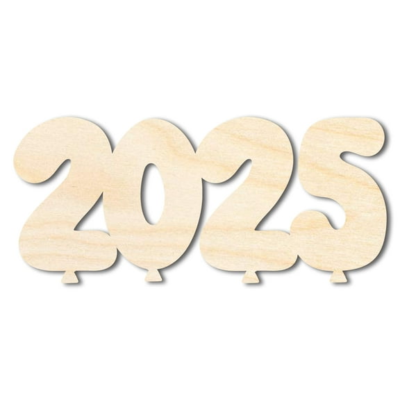 Unfinished Wood 2025 Balloons Shape 10" / 1/4"