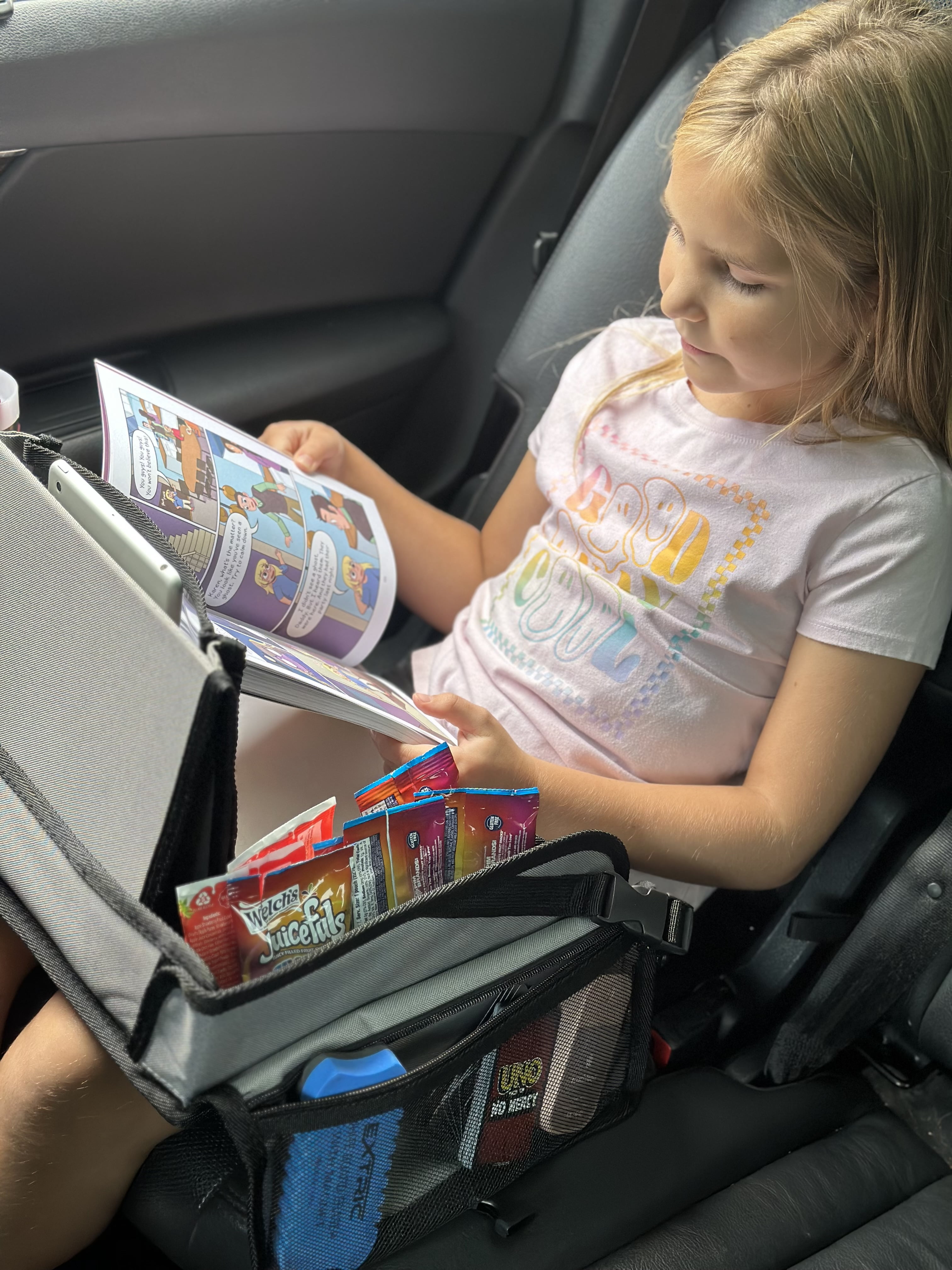 Children's Travel Tray Activity Table With Storage, Safety Strap & Tablet Holder
