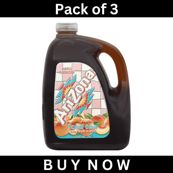 AriZona Iced Tea with Peach Flavor – Sun Brewed Style, 128 fl oz Bottles, Pack of 3