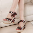 thumbnail image 2 of Womens Extra High Heels Dress Sandals Summer Flower Open Peep Toe Platform Wedge Dressy Sandals, 2 of 8