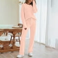 thumbnail image 2 of Women's Casual Pajama Set Fuzzy Fleece Knitted Long Sleeve Pj Loungewear,Pink,M, 2 of 7