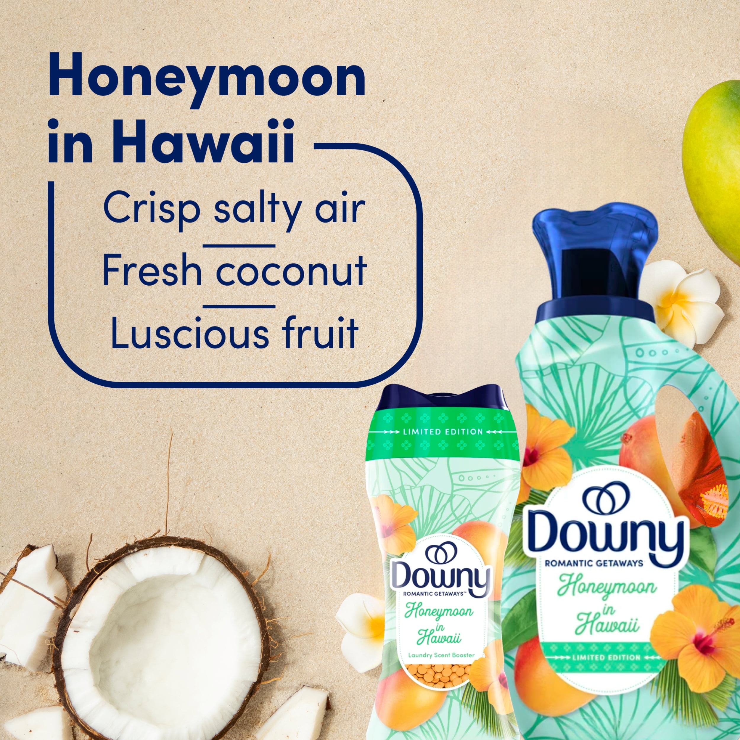 Downy Getaways Collection Fabric Softener & Laundry Scent Booster Beads Bundle in the Honeymoon in Hawaii Scent