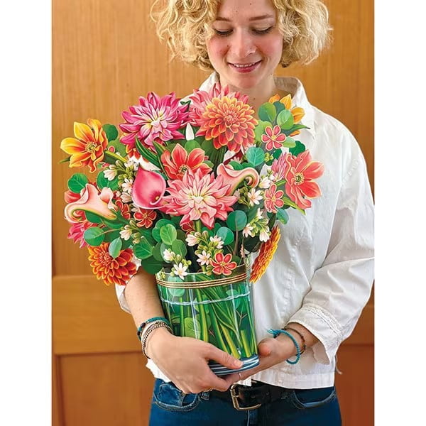 Creative 3D Pop-Up Greeting Card for Mother's Day, Paper Card with Flowers, Thank You and Blessing Gift Card