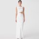 thumbnail image 1 of Vestido Midi recto a medida para mujer, traje de satén blanco con horquilla lateral, cuello redondo, para fiesta de boda, 2024, 1 of 5