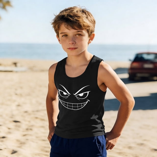 Camisolas de cuello redondo para niños pequeños y niños a la moda, lindas camisetas con estampado degradado, parte inferior suave sin mangas, camisetas para niñas