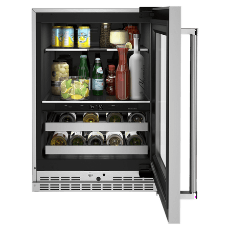 KitchenAid - 14-Bottle Dual Zone Beverage Cooler with Glass Door and Metal-Front Racks - Stainless Steel