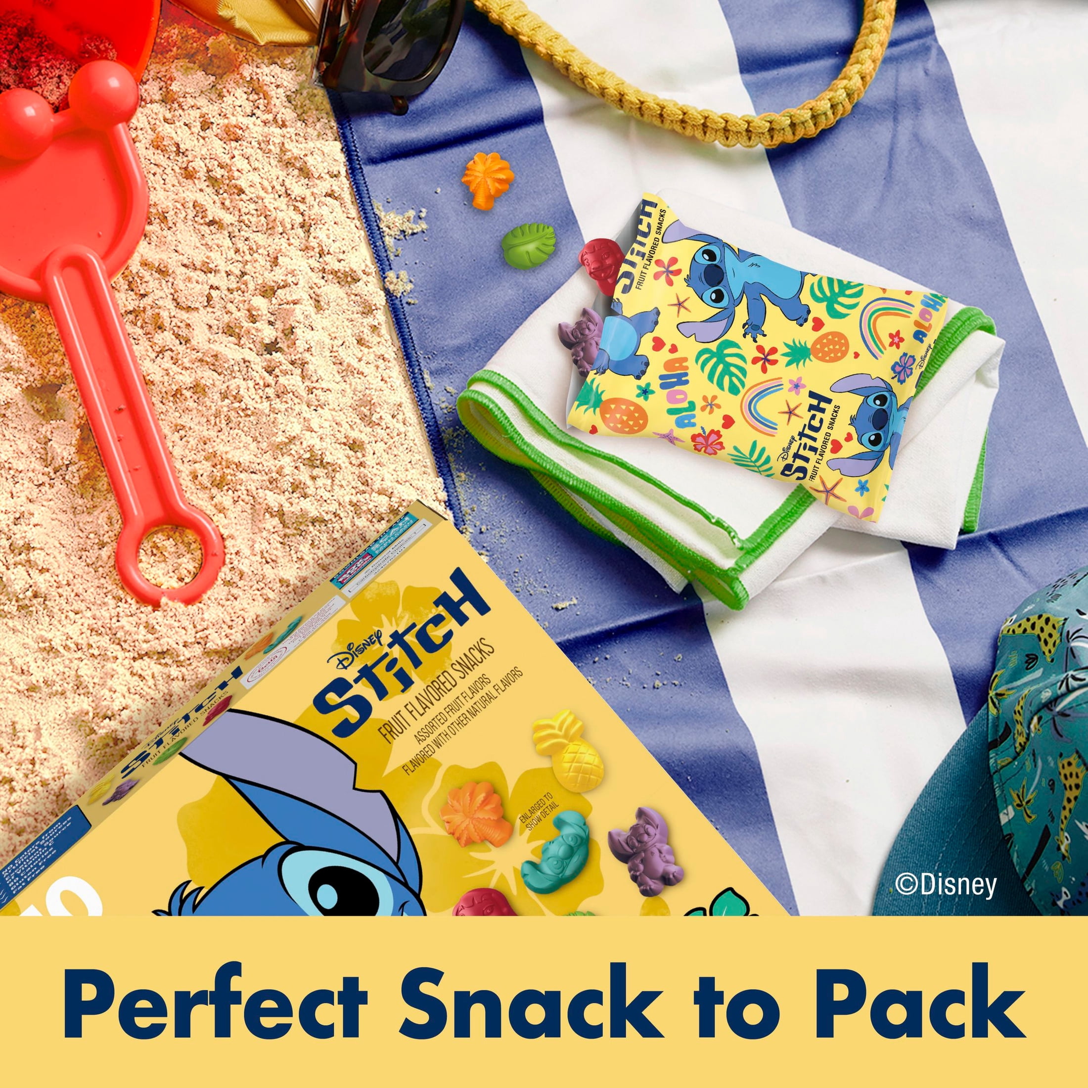 (8 pack) Disney Stitch Fruit Flavored Snacks, Fat Free and Gluten Free Snack, 8 oz, 10 Pouches