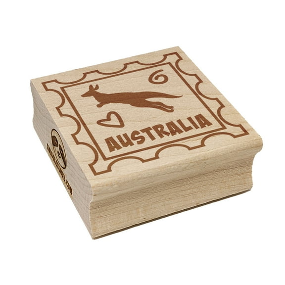 Australia Kangaroo Passport Travel Square Rubber Stamp Stamping Scrapbooking Crafting - Small 1.25in