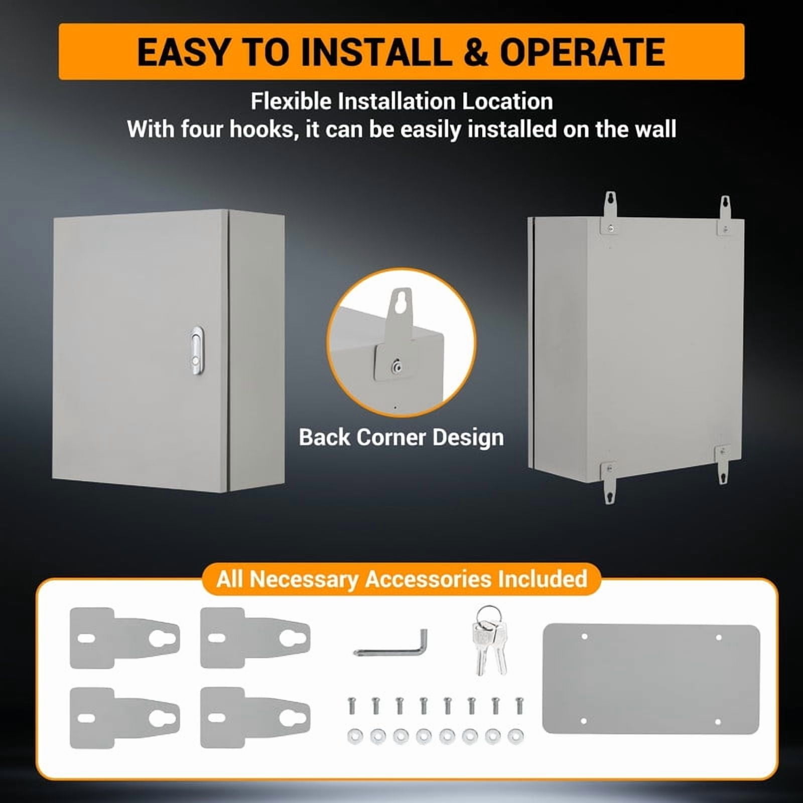 TROPOW Stainless Steel Outdoor Electrical Box – NEMA 4X, Waterproof, Dustproof, Lockable Junction Box with Mounting Plate & 2 Keys – IP66/IP67 Rated – Electrical Box for Indoor/Outdoor Use