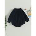 thumbnail image 4 of Baby Boy Oversized Sweatshirt Romper 3M 6M 12M 18M Solid Long Sleeve Bubble Little Dude Romper Sweater Onesie Top Fall Clothes, 4 of 10