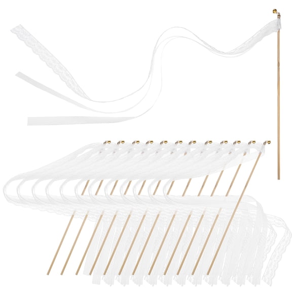 20 Pcs Golden Bell Fairy Stick Ribbons Guests LED White Bride