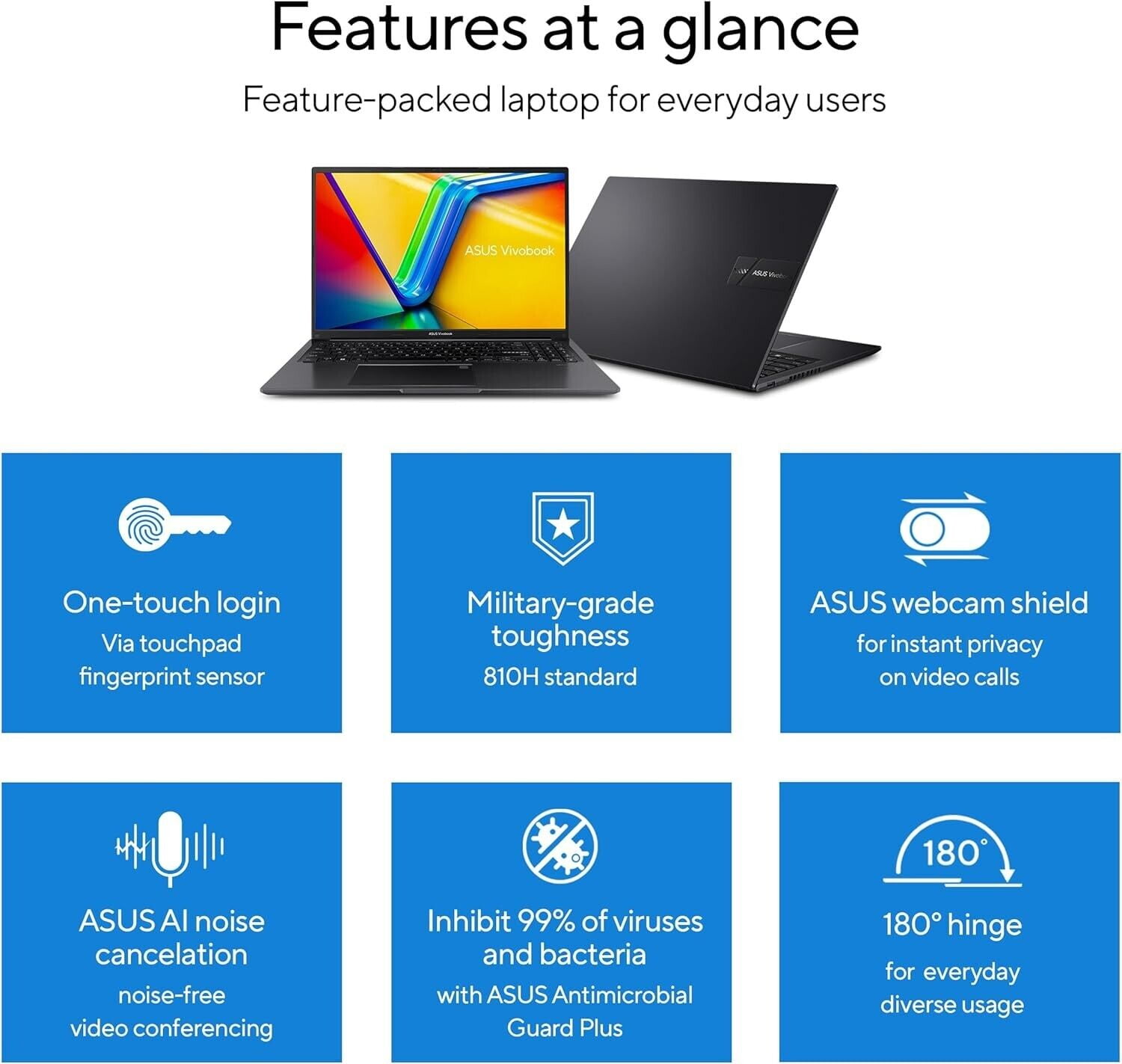 ASUS Vivobook 16 Laptop, 16” WUXGA 1920X1200 16:10 Display, AMD Ryzen™ 5 5625U CPU, AMD Radeon™ Graphics, 8GB RAM, 512GB SSD, Fingerprint Sensor, Windows 11 Home, Indie Black, M1605YA-EH54