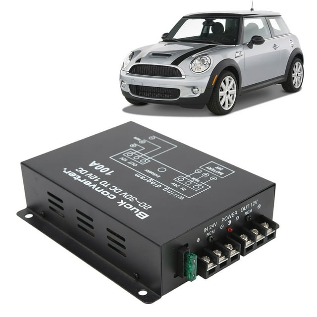 Car Power Converter, Black DC 24V To 12V Converter For Car Fridges