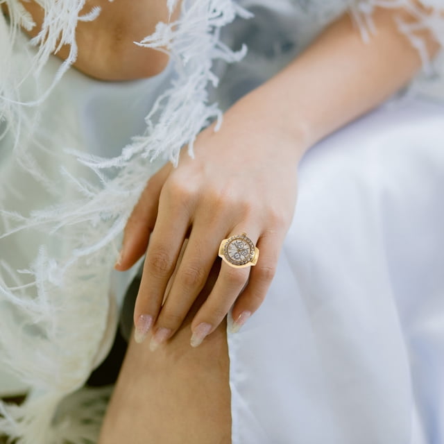 UPGRATOR Anillo Quartz Dorado De Y Aleación Para Regalo En Eventos Y Uso Casual